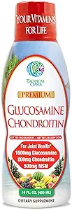 Oasis tropicales – Premium Liquid Glucosamine Chondroitin &amp; MSM- Liquid Joint Support Fórmula 1500mg Glucosamine, 800mg Condroitina, &amp; 500mg MSM - 16 Fl Oz