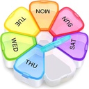 Gran organizador semanal de medicina, OAAO Flower XL 7 Day Caja de píldoras portátiles para vitamina, aceite de hígado de bacalao, suplementos, artritis...