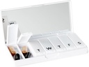 PORT X POLISH Designer Weekly Pill Box Organizer (Single 1X Daily, Crisp White) Silencio Compacto, Estilizado 7-Day Vitamin Supplement Case ← Cute Portable Mini Travel Medicine Carrier  BPA-Free Pillbox Caddy