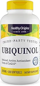 Healthy Origins Ubiquinol (Active Form of CoQ10), 200 mg - Kaneka Ubiquinol Supplements for Heart Health & Antioxidant Support - Gluten-Free & Non-GMO Supplement - 150 Softgels