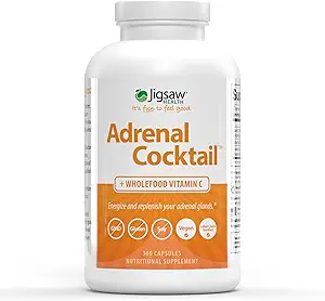 Jigsaw Salud Adrenal Cocktail + Wholefood Vitamin C TENIDO con Potassium Bicarbonato, Sal marina y Acerola Cherry Extract TEN 360 Capsules ANTE 60 Servimientos