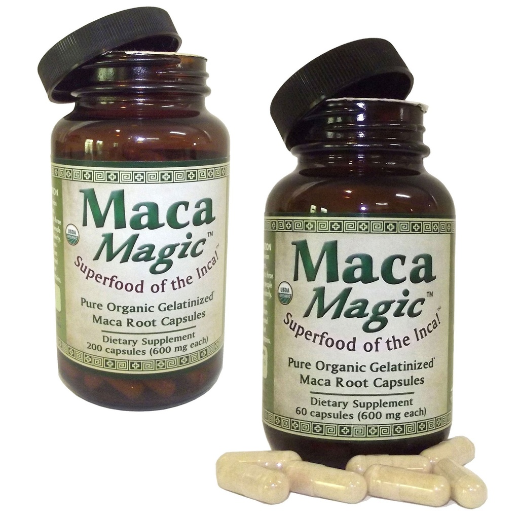Maca Magic Made with Organic Gelatinized Full Spectrum Maca Powder in Veggie Capsules (60 ct)