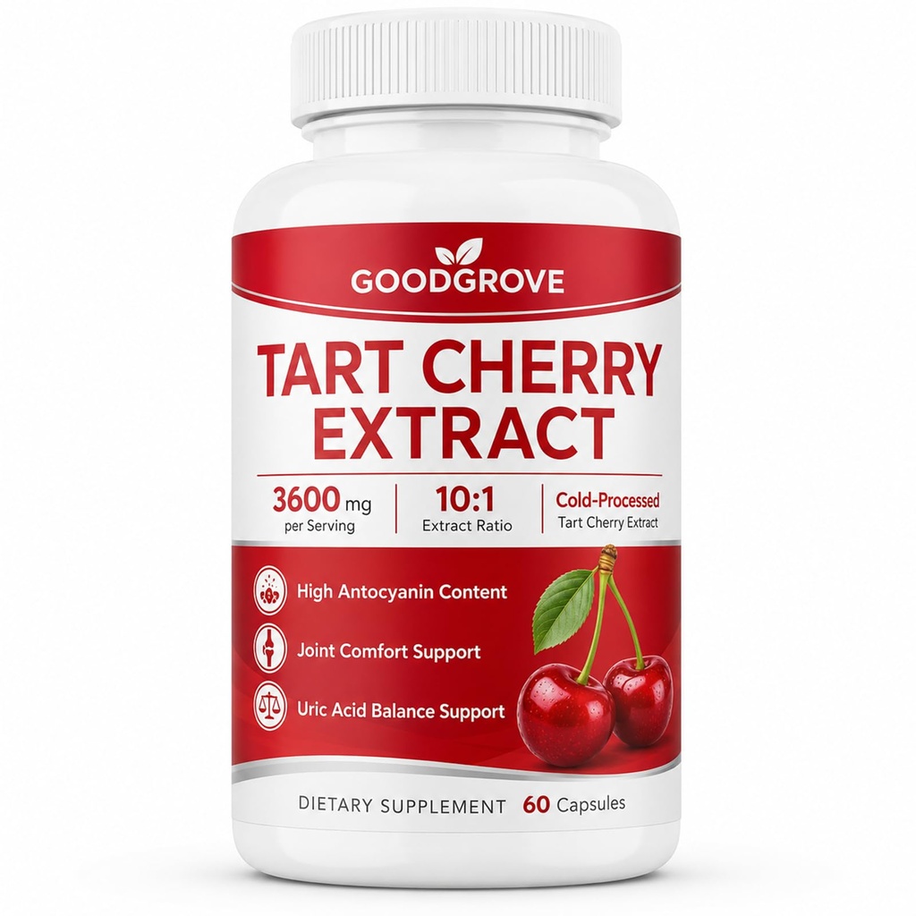 Tart Cherry Extract Capsules, Cherry Extract Gummies Cold Pressed, Tart Powder Supplement 60 Count