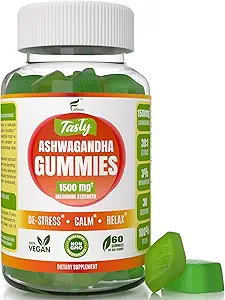 Ashwagandha Gummies Maximum Strength 1500mg - Relax, Uplift Energy Chew - Sleep Support, Immune Health, Calm Mood, Contiene Conanolides, Vegan, Plant Based, Non-GMO, Gluten-Free