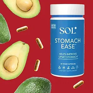 Stomach Ease Suplemento con Turmeric - Neutralizes Stomach Acid, Aids Digestion, Eases Heartburn - Optimal Digestive Stomach Ache Relief, 30 Easy to Swallow Capsules, SOL Nutrition