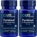 Pyridoxal-5'-Phosphate Caps P5P 100 mg, 90 Veg Capsules (Pack of 2) - Advanced Vitamin B6 Suplemento