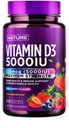 Construido por Nature Chewable Vitamina D3 5000 UI - Vitamina D Suplemento Chews – Sugar Free &amp; Natural Berry Flavor - 60 Tablets