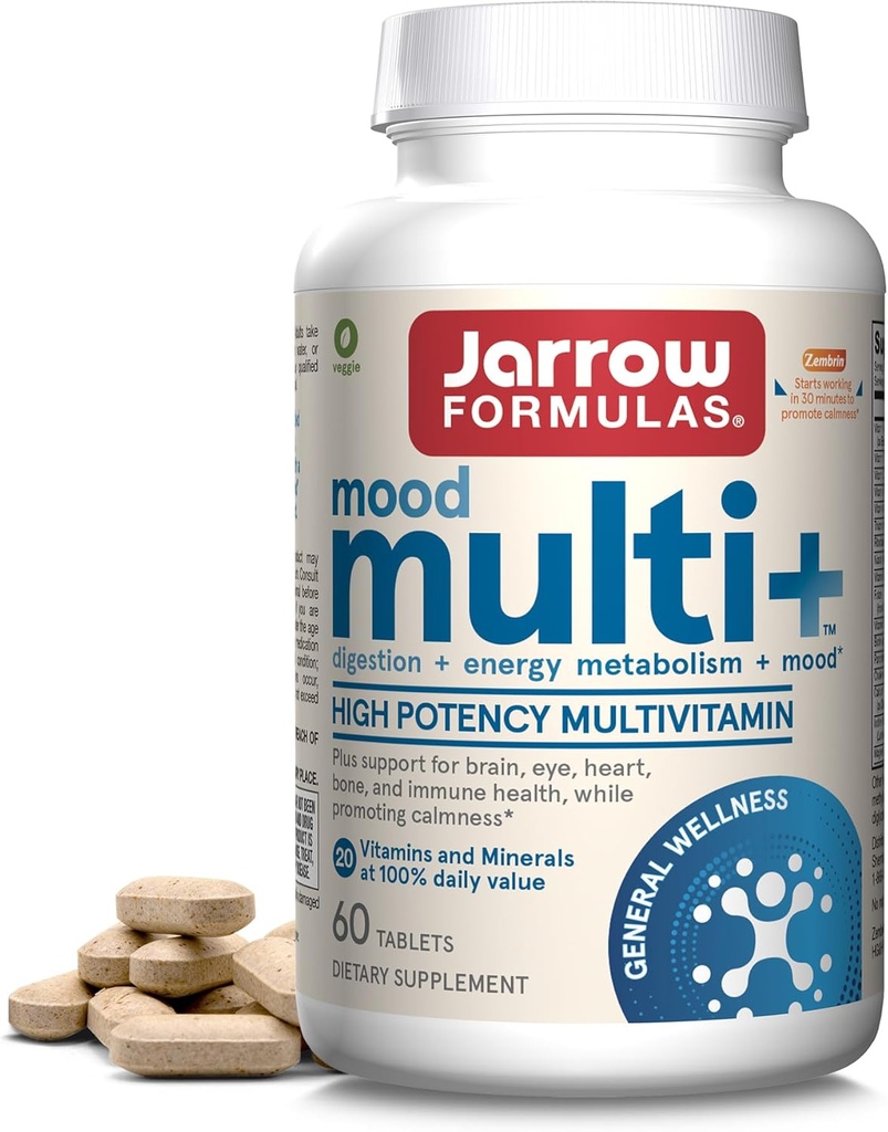 Jarrow Formulas Multi+ Mood Multivitamínicos para resistencia al estrés ocasional, 60 Tabletas, 30 Day Supply