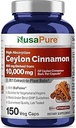 NusaPure Ceylon Cinnamon20:1 Extracto, 500 mg Equivalente a 10.000 mg Por Caps  150 Veggie Capsules ← Non-GMO, Vegan with Bioperine