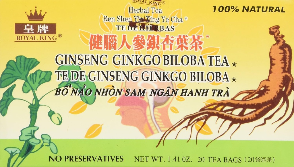 Royal King Ginseng Ginkgo Biloba Tea (20 Bolsas)