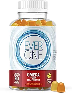 Omega Fish Oil Gummies para adultos y adolescentes con DHA - Soporte Cerebro y Cardiovascular Health Suplemento - Vegan, Gelatin Gratis, GMO Gratis - Delicious Orange y Lemon Flavored con Omega 3, 6, y 9