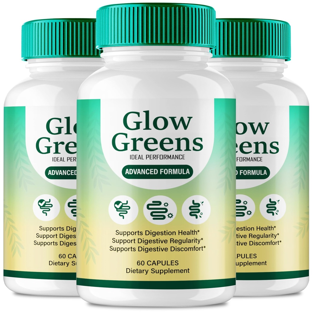 Glow Greens Capsules, Premium GlowGreens Gut Health Supplement Pills, All Natural Formula Supports Gut Health, Maintain Digestive Health & Comfort, Glow Greens Health Reviews (3 Pack)