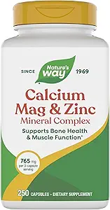 Camino de la Naturaleza Magnesio de calcio &amp; Complejo Mineral de zinc, soporta la función de la salud ósea &amp; músculo*, Immune Support*, 250 cápsulas (paquete mayo Vary)
