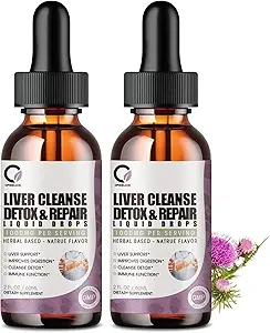 Milk Thistle Liver Cleanse Detox &amp; Repair Suplemento Liver Support Liquid Drops with Dandelion Extract, Artichoke