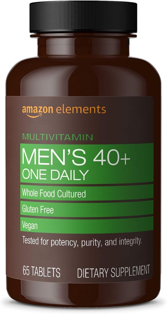 Elementos Masculino 40+ Un día Multivitamínico, Vegano, 65 Tabletas, 2 meses de suministro (Paquete puede variar)