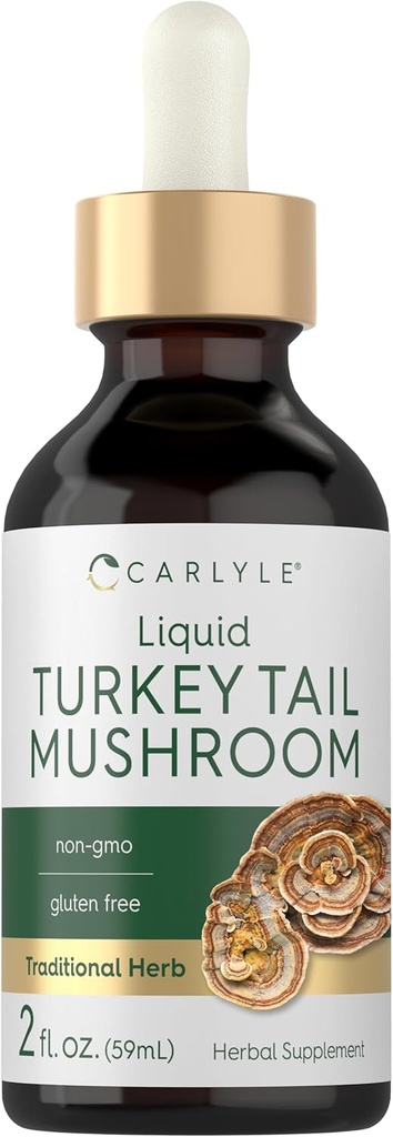 Carlyle Turquía Tail Mushroom Extracto Liquid Tincture TENIDO 2 FL Oz TENIDO Las gotas vegetarianas TENIDO NO GMO, Gluten Suplemento gratuito