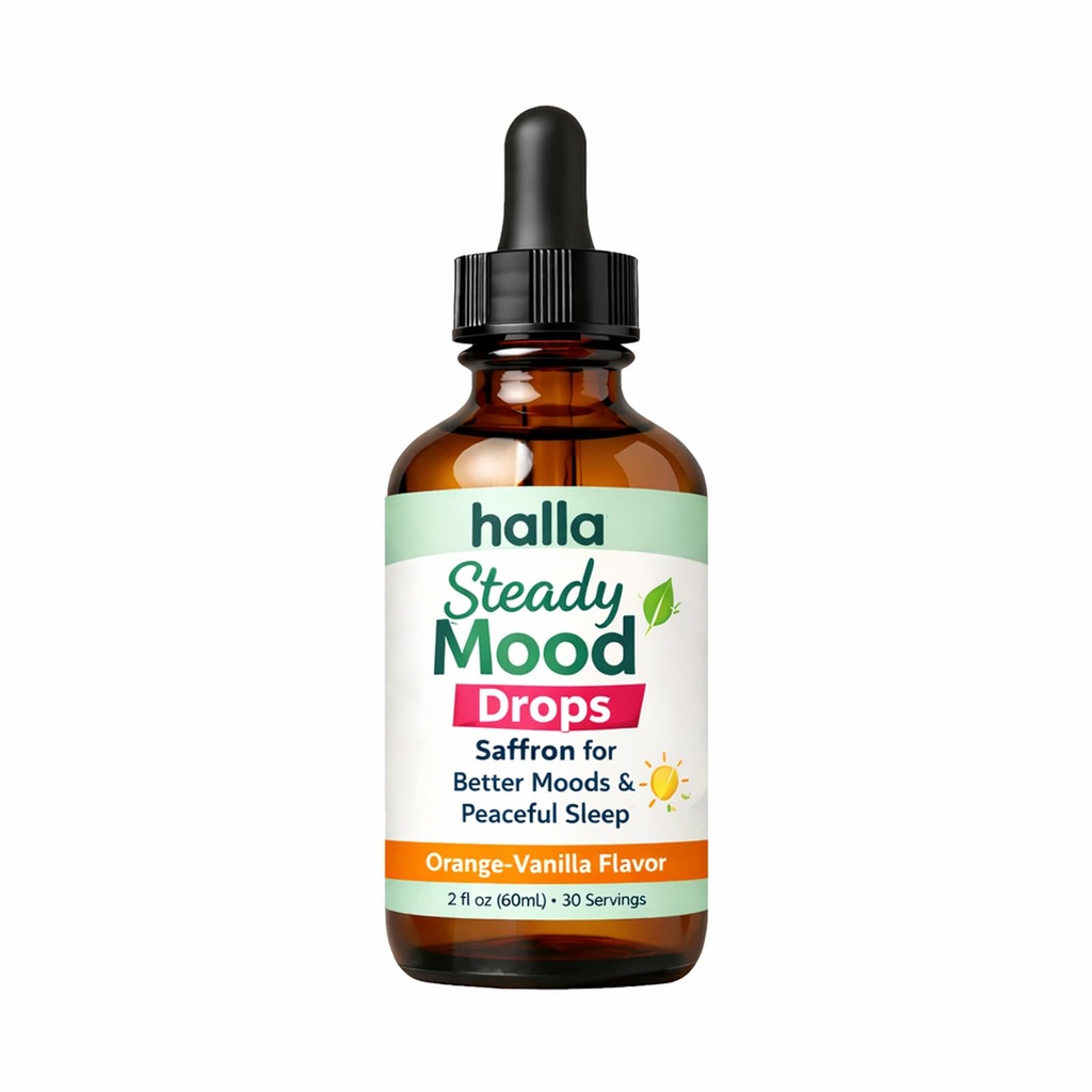 Halla Steady Mood Drops, Orange-Vanilla Flavor, Liquid Formula with Pine Bark Extract(1pcs)