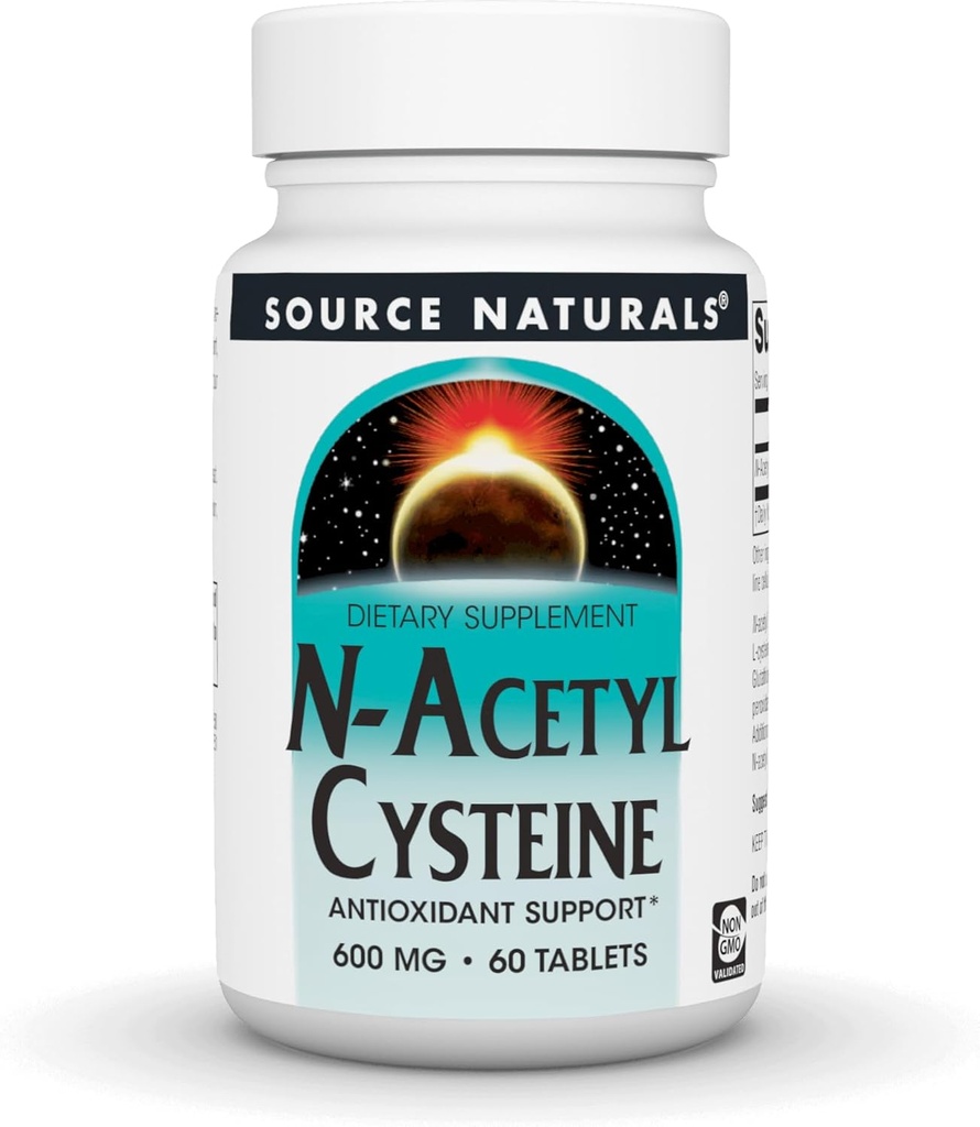 Source Naturals N-Acetyl Cysteine Antioxidant Support 600 mg Dietary Supplement That Supports Respiratory Health* - 60 Tablets