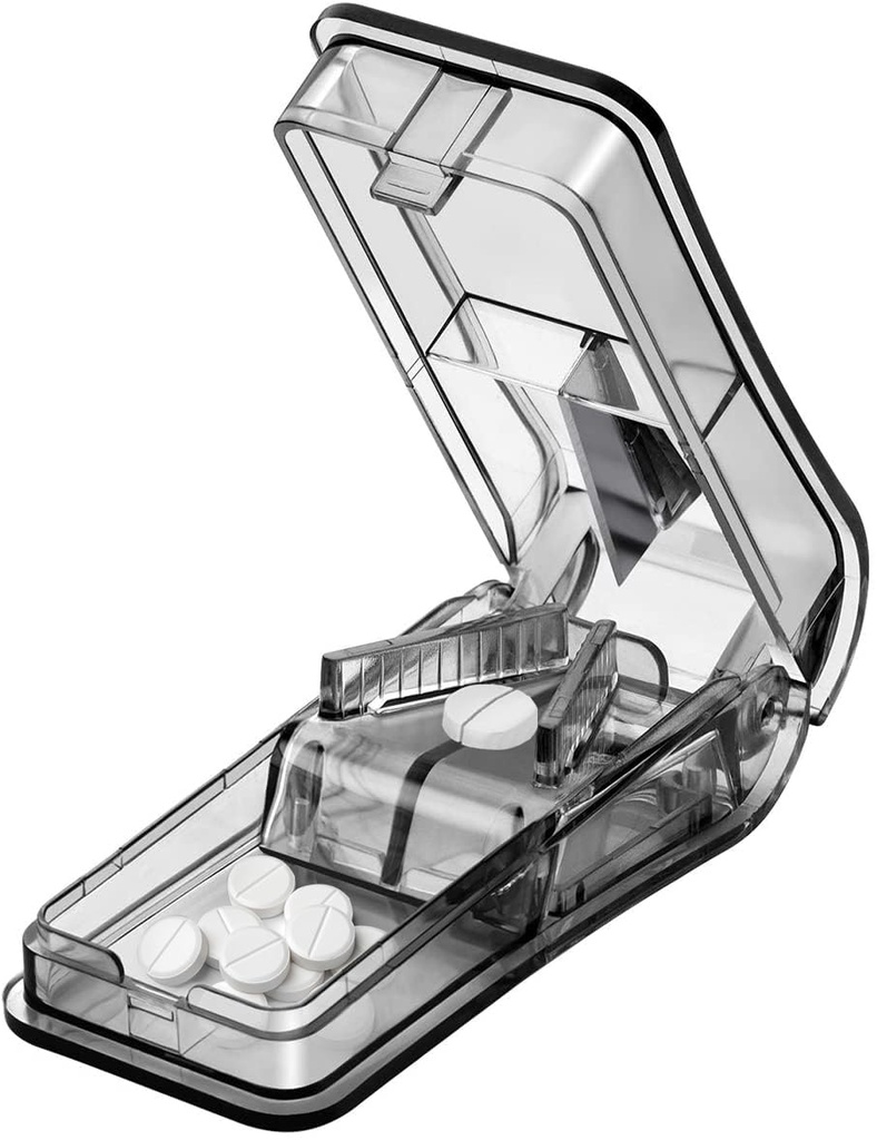 Pill Cutter for Small Pills, Pill Splitter Tablet Cutter Medicine Slicer, 2 Compartments