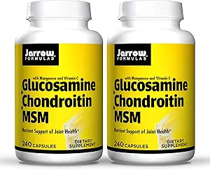 Jarrow Formulas Glucosamine + Condroitina + MSM - 240 Capsules, Pack de 2 - Nutrient Support of Joint Health - with Vitamin C & Manganese - 120 Total Servings