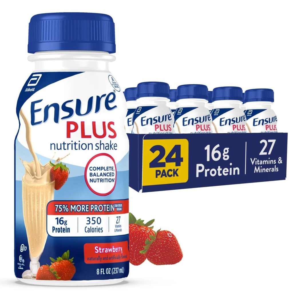 Asegurar más Fresa Nutrición Afeitar Reemplazo Alimentario Silencioso Listo para beber Ø 16g Proteína y 27 Vitaminas y Minerales