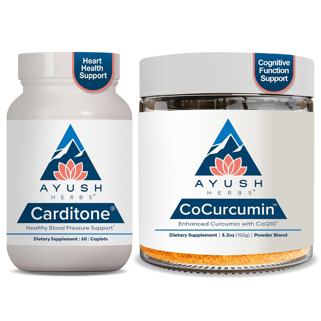 Ayush Herbs Carditone 60 Serving & CoCurcumin 5.2 Oz Jar Supplements
