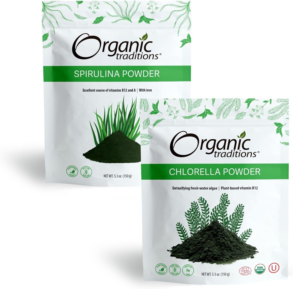 Espirulina orgánica " Chlorella Superfood Powder, Vegan, No GMO