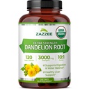 Zazzee USDA Organic Dandelion Root 10:1 Extracto, 3000 mg Fuerza, 120 cápsulas, 4 meses de suministro, estándar y concentrado 10X Extracto, 100% vegetariano, todo natural y no GMO