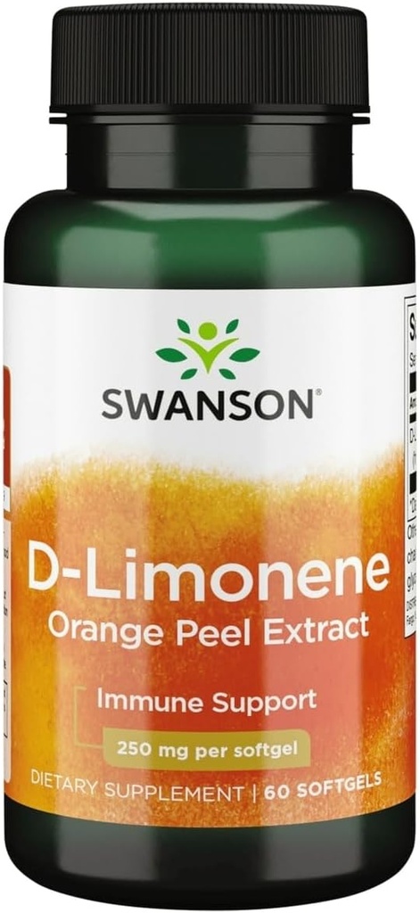 Swanson D-Limonene - Orange Peel Extract Supplement Promoting Cellular Health - High Potency Formula Supporting Health Defense - (60 Capsules, 250mg Cada) (1 Pack)