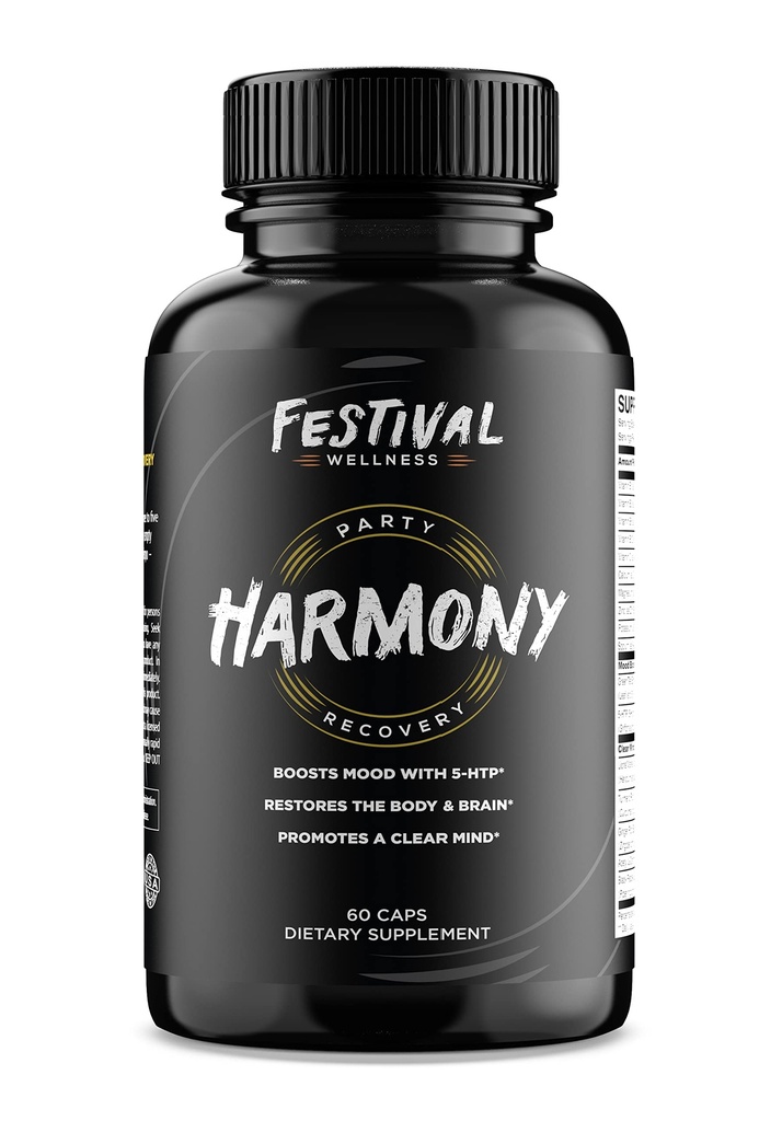 Armonía: Recuperación del Festival ← Post-Festival, Rave y el Suplemento de Recuperación del Partido TEN 5-HTP + Boost de Mood, Replenishes B-Vitamins & Electrolytes, Promotes a Clear Mind