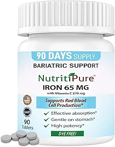 Carbonyl Iron Tablet 65 mg with 270 mg Vitamin C |180 Days Supply | for Women/Men | High Potency Bariatric Vitamins for WLS Patients Including Gastric Bypass | Dye Free (2)
