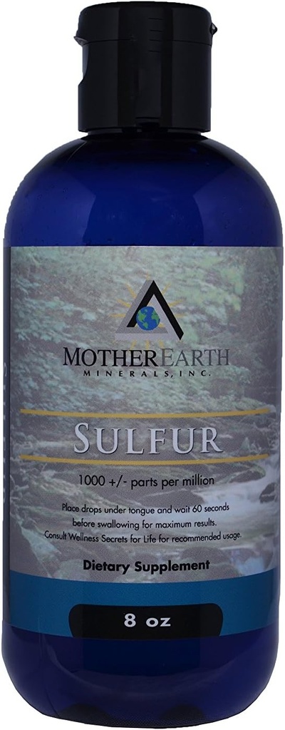 Madre Tierra Minerales - Sulfuro - Ayudas en la eliminación de toxinas, apoya la circulación sanguínea, escavenges Radicales libres, Beautifica La piel, Bond flexible conecta células - 8 onzas 96 Servimientos