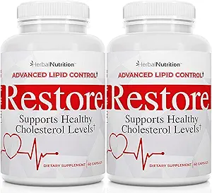 Restore - Supports Healthy Cholesterol, Red Yeast Rice, Grape Seed, Folic Acid for Advanced Lipid Control, All-Natural Bio-Actives, Help Promote Healthy Cholesterol (2)