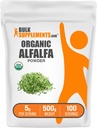BulkSupplements.com Orgánica Alfalfa Grass Powder - Alfalfa Suplemento, Green Superfood Powder - Vegan &amp; Gluten Gratis, 5g por Serving, 500g (1.1 lbs) (Pack of 1)