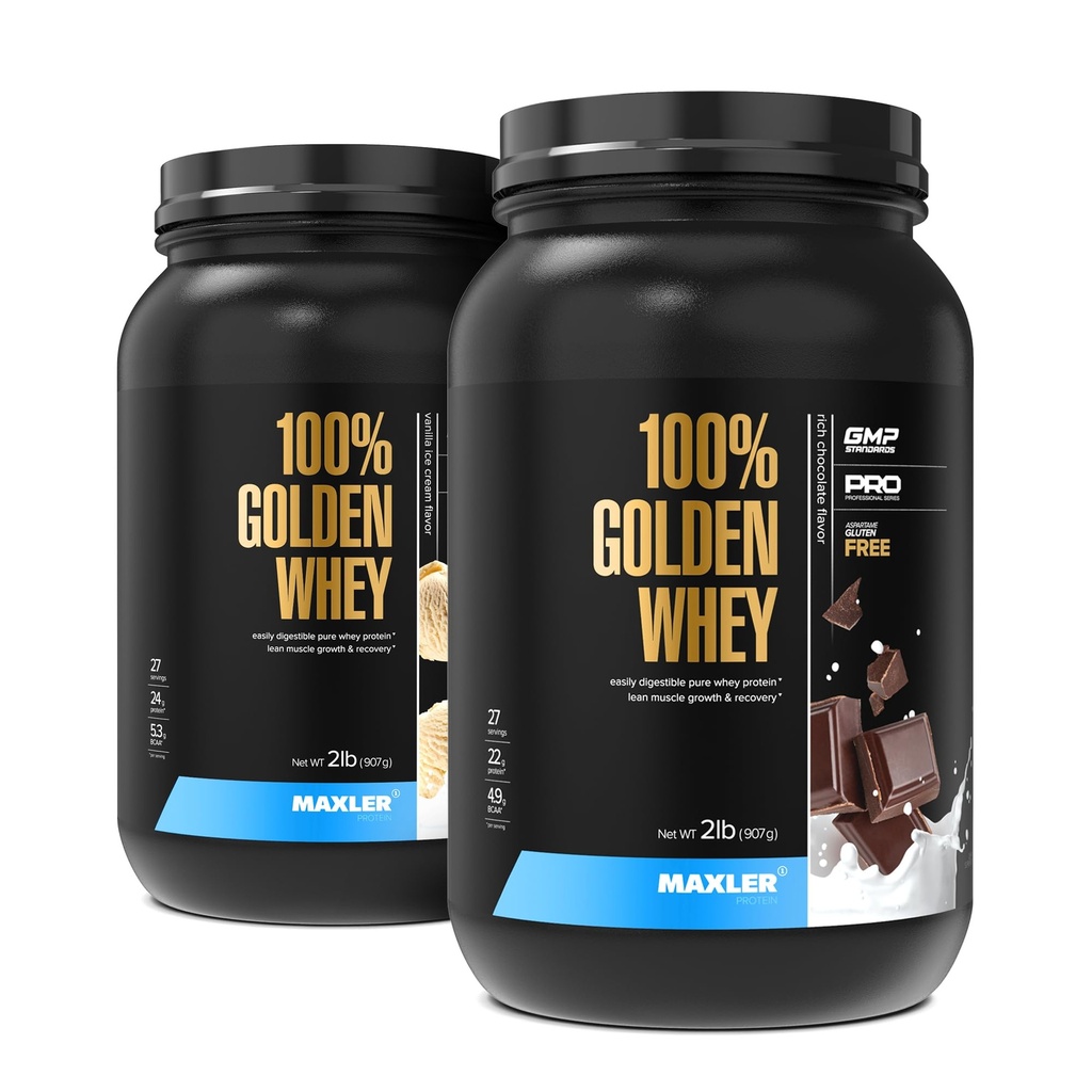 Maxler 100% Golden Whey Vanilla Ice Cream & Rich Chocolate Bundle