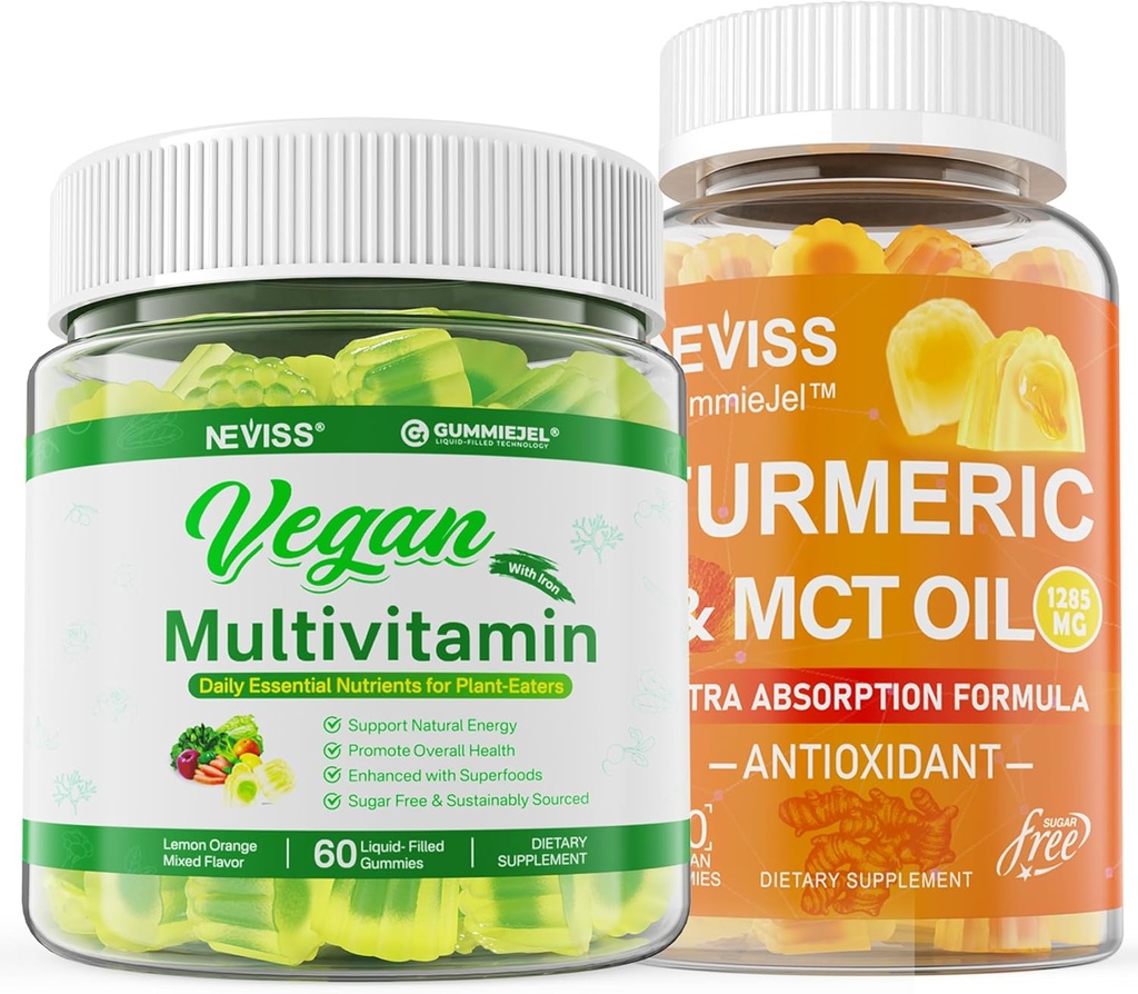 Organic Turmeric Gummies 1000mg with Vegan Multivitamin for Women Men