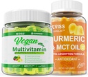 Orgánica Turmeric Gummies 1000mg con Vegan Multivitamina para Mujer Hombre