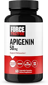 FORCE FACTOR Apigenin Supplement for Relaxation and Stress Support, Powerful Bioflavonoid and Antioxidant, Apigenin 50mg, Premium Quality, Vegan, Non-GMO, 60 cápsulas (Packaging May Vary)