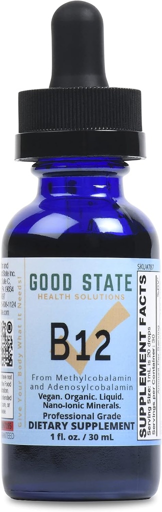 Good State Ionic B12, Hombres y Mujeres Liquid Nano Ionic Suplemento dietético, 1 Botella de onza