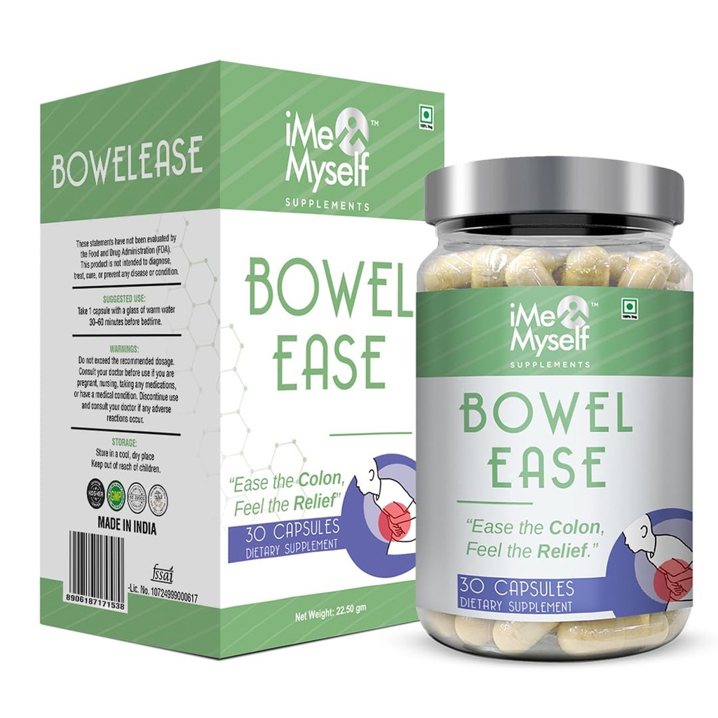 iMeMyself Bowel Ease – 30 Plant-Based Capsules | Gentle Bowel Support with Herbal Extracts & Vitamins