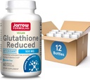 Jarrow Formulas Glutathione Reducido 500mg- 60 Veggie Capsules- Intracellular Antioxidante- Calidad Glutathione Suplementos- Apoyo Reciclaje de Vitaminas C &amp; E- No GMO- Gluten Free- Vegan, Pack de 12