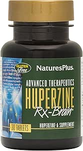 Natures Plus Huperzine Rx-Brain - 50 mcg, 30 Tabletas Vegetarianas - Suplemento de Apoyo al Cerebro con Neuronutrientes- Libre de gluten - 30 Servimientos
