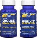 NATURAL STACKS Acetylcholine Brain Food " Serotonin Brain Food Bundle - Supports a Positive Mood " Cognitive Function* - 120 Total Capsules
