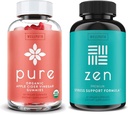WellPath Pure Apple Cider Vinegar con Mother Gummies & Zen Mood Support Suplementos Bundle - Detox &amp; Calm Energy Combination, Vegan, 60 Cts Cada