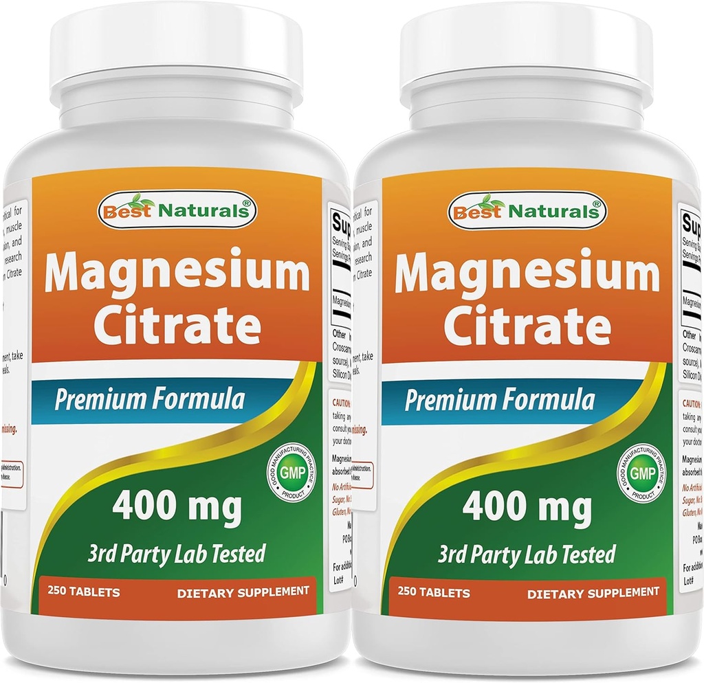 Mejores Naturales Citrato de Magnesio (Citrato de Magnesio) 400mg 250 Tabletas (400 mg de Magnesio Elemental por 2 Tabletas) (2)
