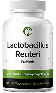 Lactobacillus Reuteri Probiotic Supplement 240 Tablets 3 Billion CFU Probiotics for Men &amp; Women Supports Intestinal Digestive & Gut Health (240, Lactobacillus Reuteri)