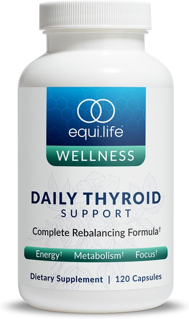 Equilife Thyroid Support, Vitaminas y Minerales Suplemento con Vitamina C, Zinc, Vitamina E, Iodine y Selenium, Adaptogens " Amino Acids Formula, Wellness Total, Gluten Free, 120 Capsules