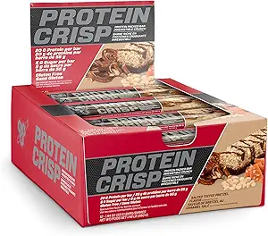 BSN Protein Crisp Bar, Salted Toffee Pretzel, 20 Gram Protein Snack Bares con Whey y Fiber, Gluten-Free Crunchy Energy Bars for Workout, Fitness, On-the-Go, 12 Cuentas