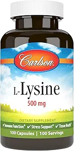 Carlson Labs L-Lysine, 500mg, 100 cápsulas