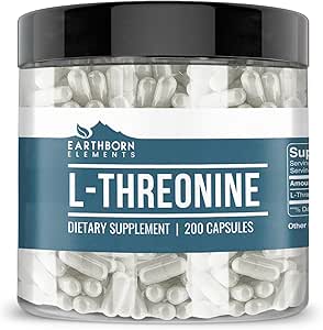 Elementos tercos L-Threonine 200 cápsulas, Aminoácidos esenciales, Puro " Undiluido, No aditivos
